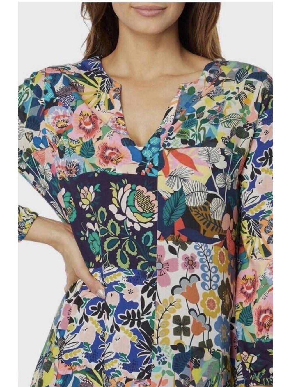Johnny Was Layla Maxi Dress Puff Sleeve Cover Up, Size L